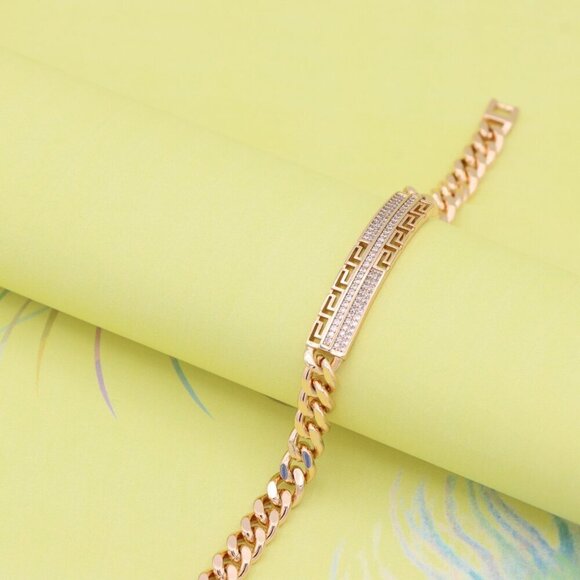 "Greek Key Crystal Bar Rose Gold Bracelet, XPBL0984 - Picture 4 of 12